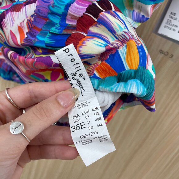 Gottex Blue Seashell Print Bathing Suit Top Size XL NWT - Picture 5 of 5